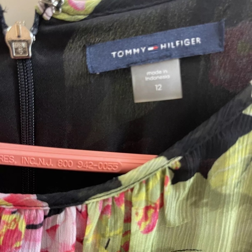 Tommy Hilfiger Womens Pink Floral Sleeveless Ruffle Evening Midi Dress Size 12 - Picture 3 of 9